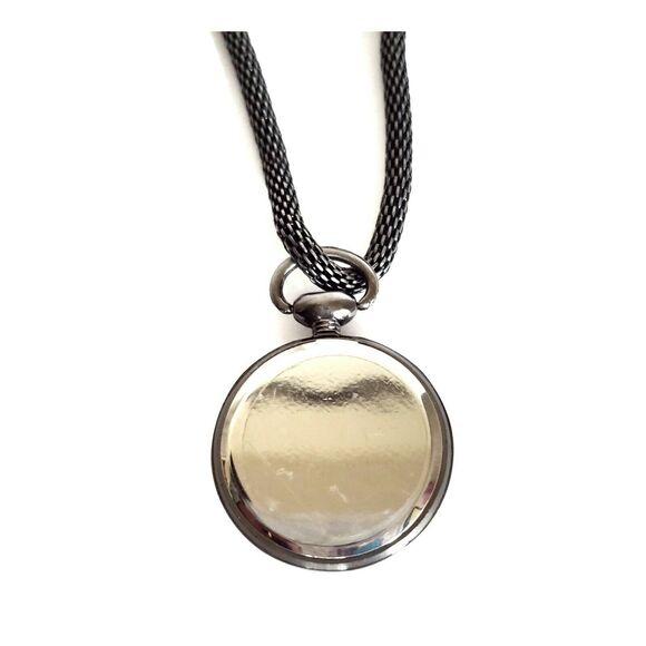 Z charm pocket watch pendant shadowbox necklace gunmetal snake serpent chain - Picture 2 of 5